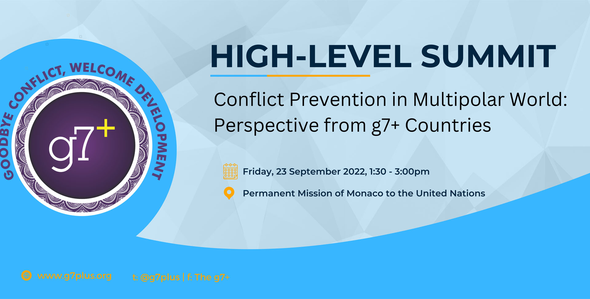 g7+ organized High-level Summit “Conflict prevention in a multipolar world, Perspective from g7+ countries